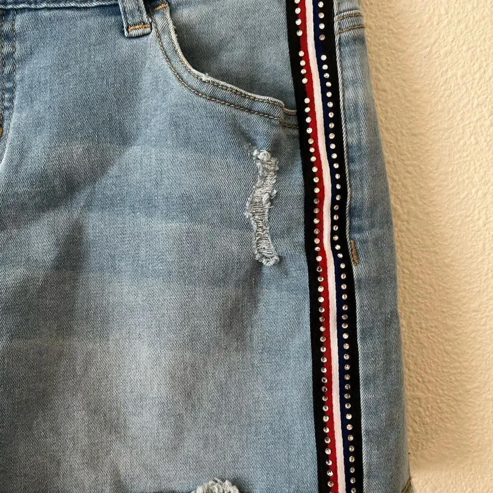 Justice Demin Embellished Stud Shorts Size 18